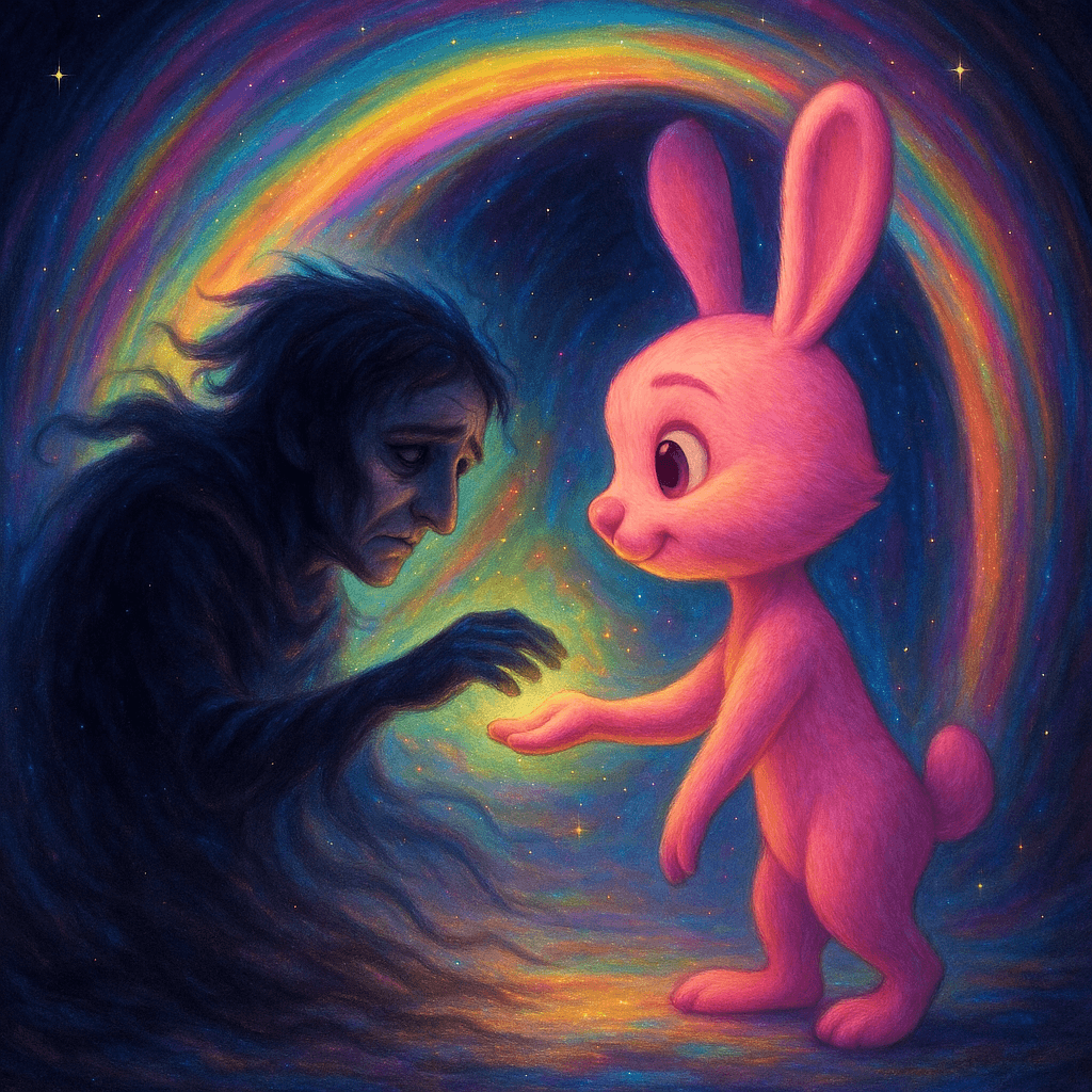 The shadow hesitated, then reached for her hand. Its coldness warmed, its shape shifting, revealing a face lined with regret—and hope.