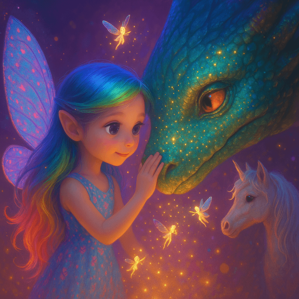 Mila’s lips curled into a smile. 'You were scared too?' she asked gently. The dragon nodded, curling his tail around his claws.