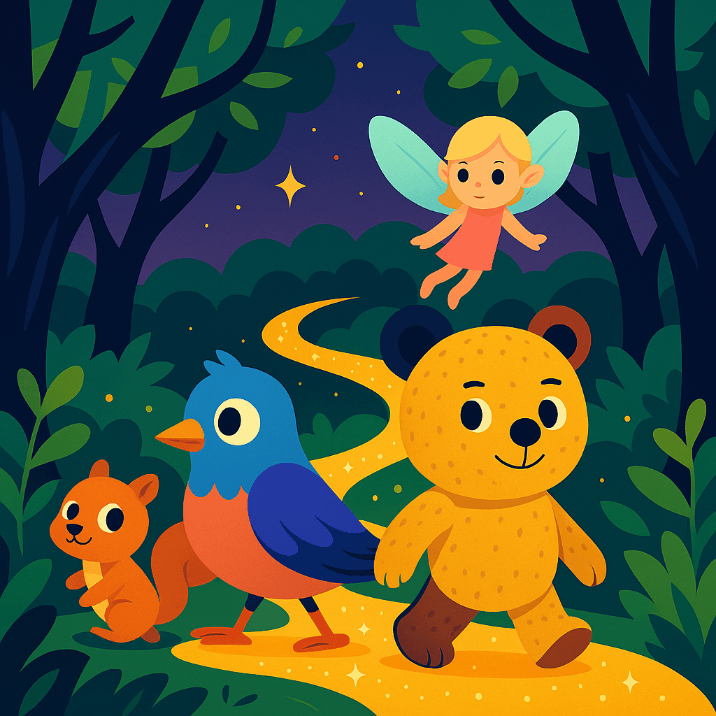 The shimmer beckoned, darting beyond a curtain of ferns. Pally glanced at Bätty, whose wings quivered with anticipation—and maybe a bit of fear. Nutty clung to Pally’s tail, eyes wide as moons.