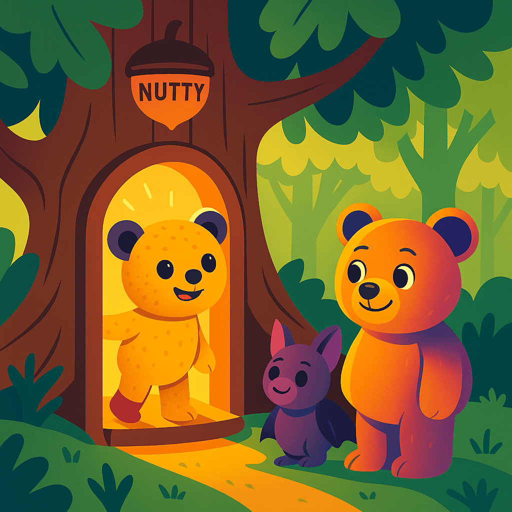 Nutty darted inside, turning back with shining eyes. “Thank you! I never could have found it alone.” Pally felt a rush of pride. He’d worried they might get lost forever, but curiosity and teamwork had carried them through.