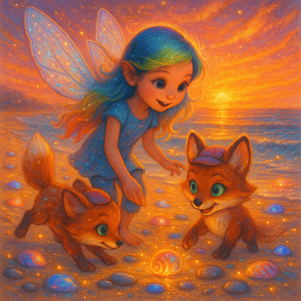 Mila and Liora raced along the shoreline, laughter mingling with the ocean breeze.