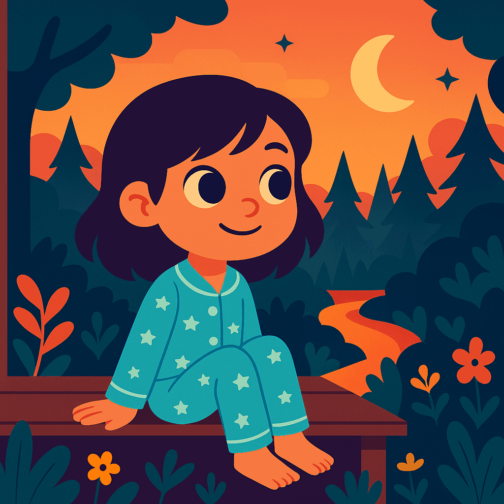 Mila sat curled on her little wooden porch, her curious eyes drifting toward the whispering trees beyond the garden.
