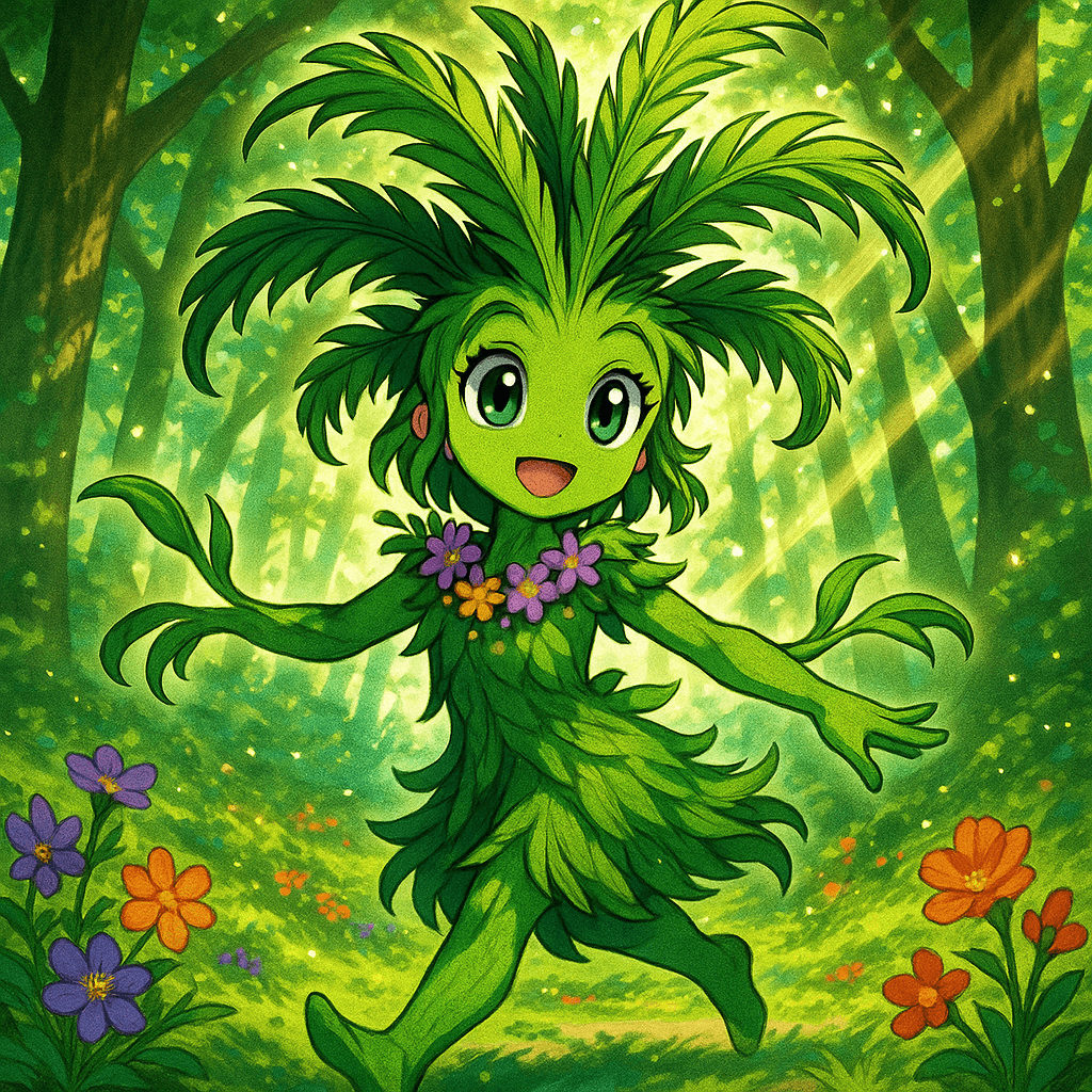 Deep within the lush embrace of the forest, Sylvaine moved like a whisper among towering trees...vibrant flowers bloomed in hues of violet, gold, and crimson.