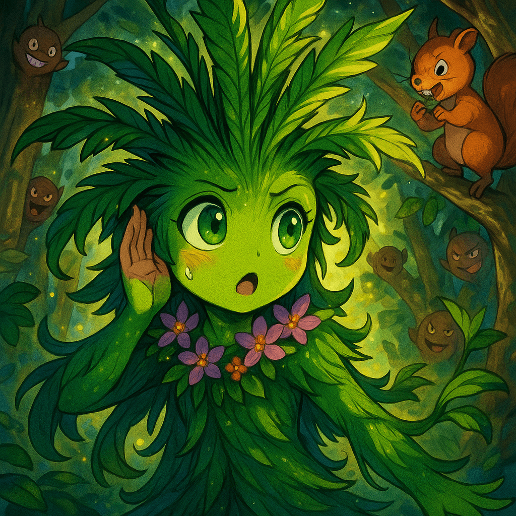 Despite her joy, a faint echo of laughter followed her steps—a mischievous chorus from the forest creatures who teased her... 'Why bother with the tiny things?'