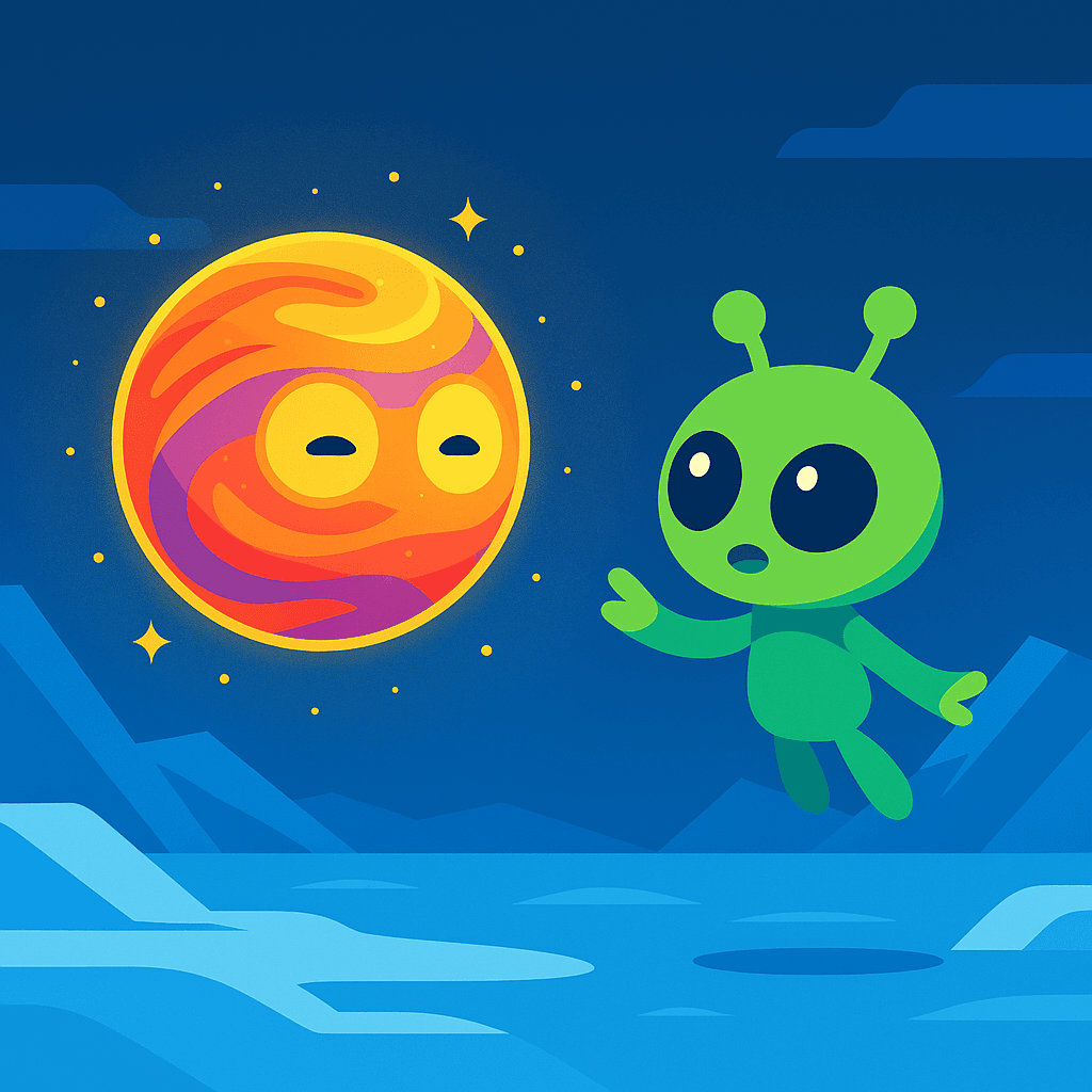 From the glow emerged a floating orb, about the size of Max’s head, its surface swirling with colors like Jupiter’s storms. Two luminous, gentle eyes blinked open in its center.