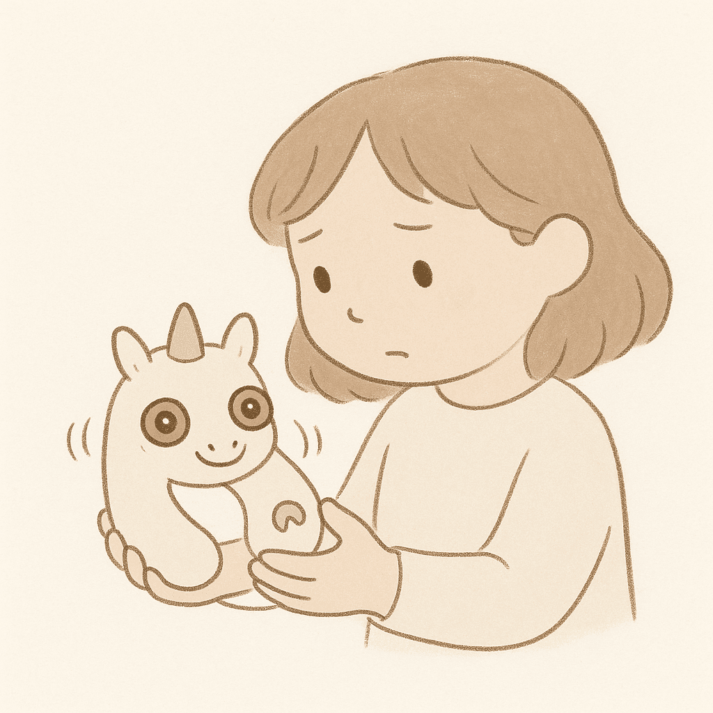 Blissfula wiggled in Mila’s hands. Mila blinked, uncertain. Had she imagined the plushie's soft giggle? But there it was again—a tiny, unmistakable sound.