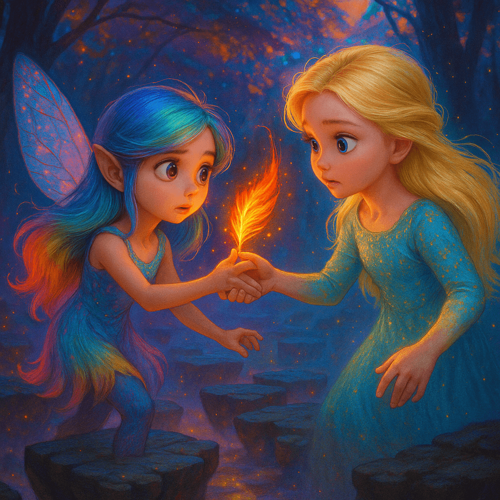 Elsa reached out, her fingers brushing a pebble. It shimmered and spun, then steadied, inviting a step. 'I’ll go first,' she said... Mila hesitated, glancing at the silent pines.