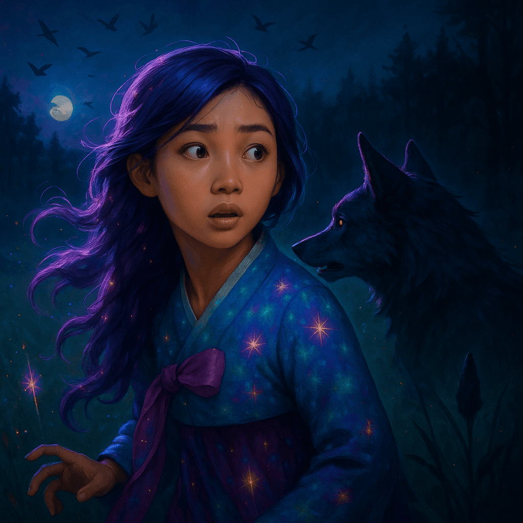 A distant howl scattered a flock of birds overhead. Rumi jerked back, her face tense, as the creature’s gaze warned of more mysteries ahead.