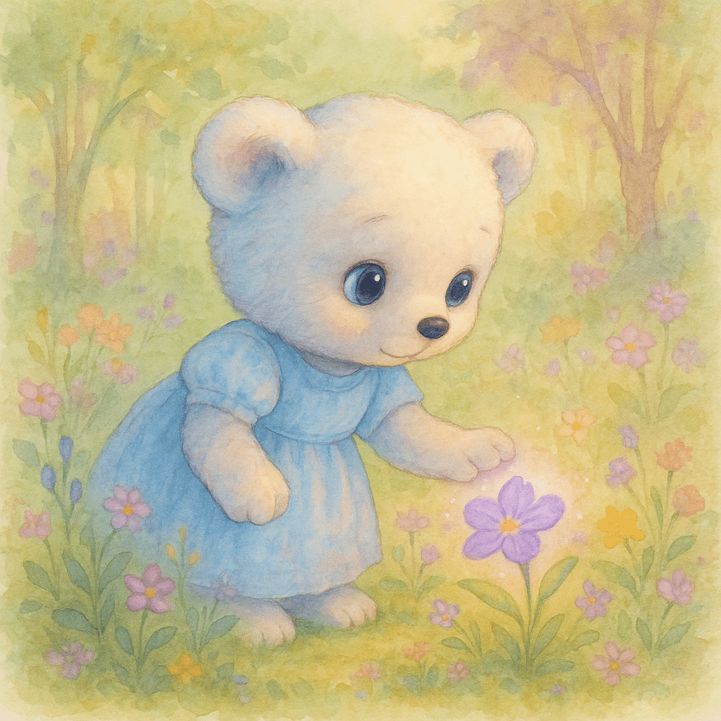 She took a careful step onto the soft moss beneath her feet. It felt like walking on a springy green carpet. Lena giggled, reaching out to touch a glowing purple flower.