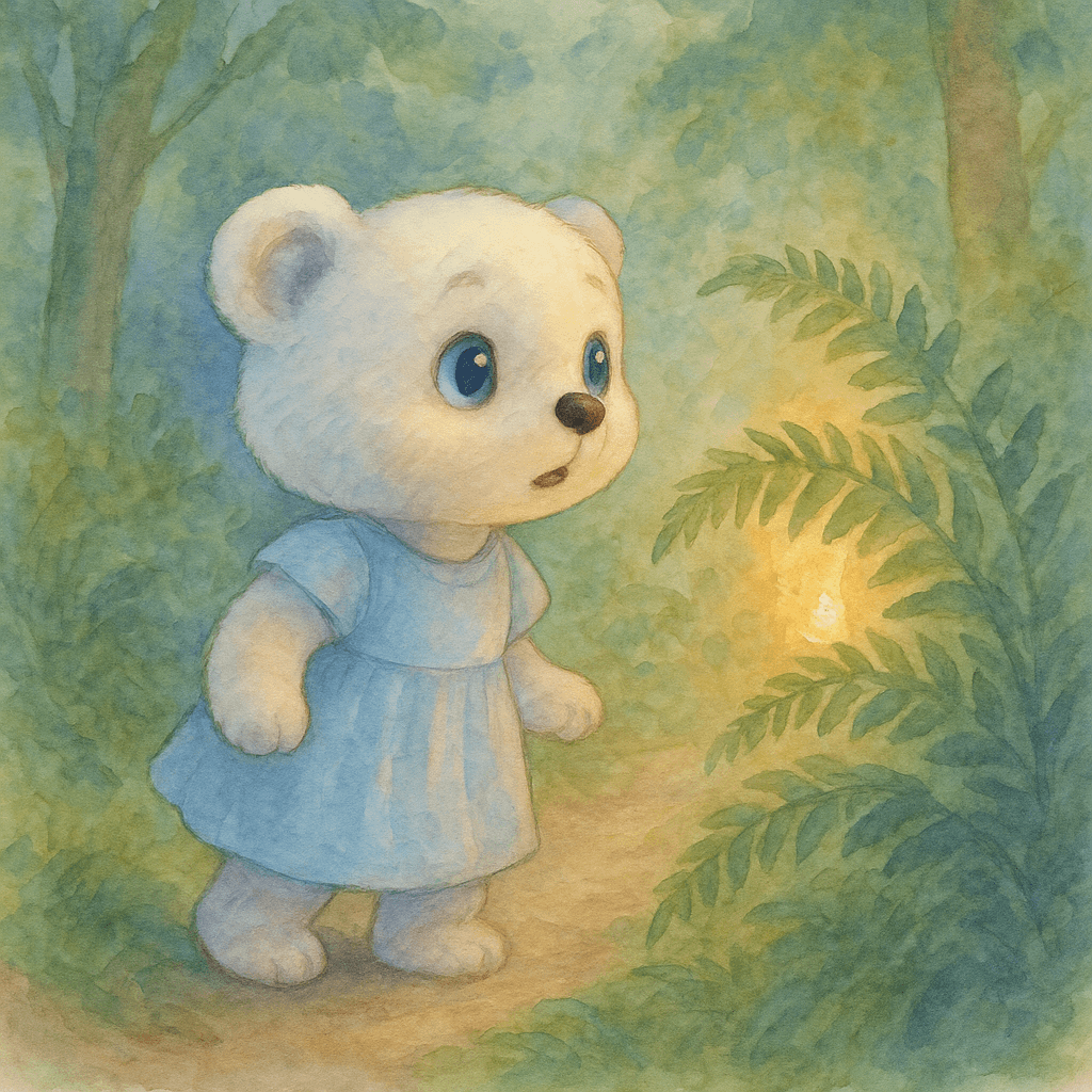 But as they walked, Lena noticed something strange—a golden light flickered just ahead, half-hiding behind a curtain of ferns.