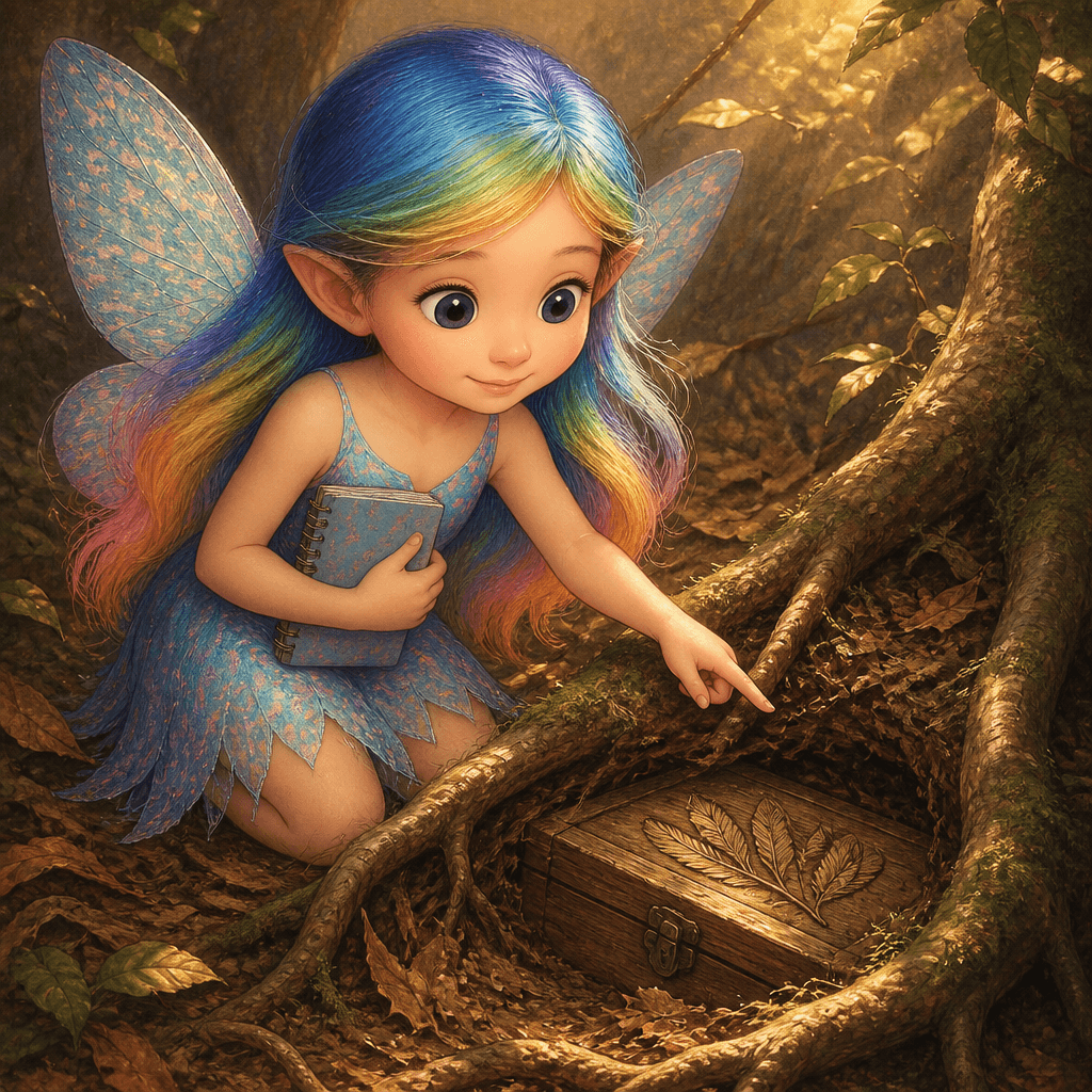 A tiny chime answered. Not the harsh sort that alarms ring with, but a warm, tinkling note that seemed to float between trunks. Mila followed it with her eyes until she spotted something half-buried: a little wooden box, no larger than a bread loaf, its sides carved with feather patterns.