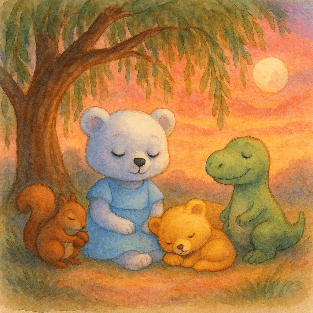 As the sun sets, they rest peacefully, their hearts full of friendship and wonder.