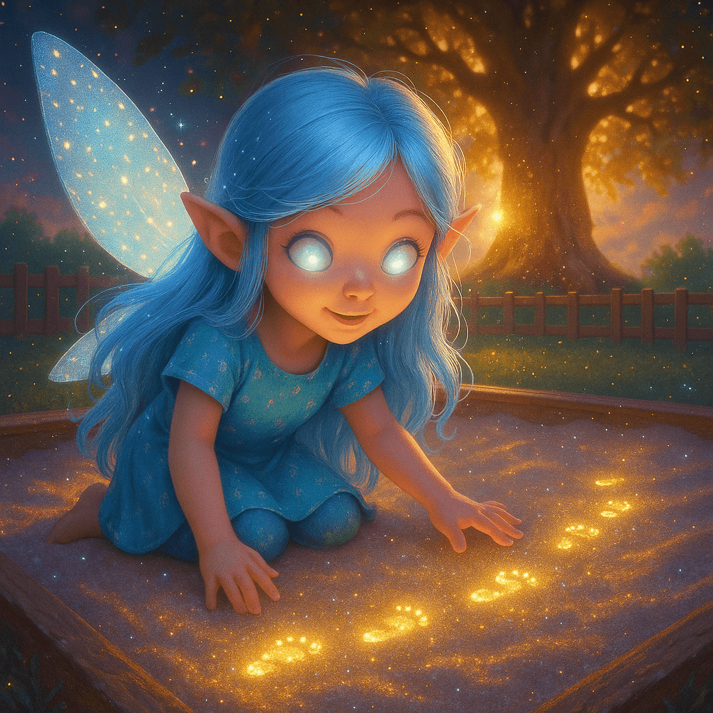 Luna follows mysterious glowing footprints to the oak tree.