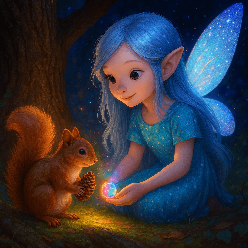 Luna finds the squirrel with her pebble and shares a tender moment.