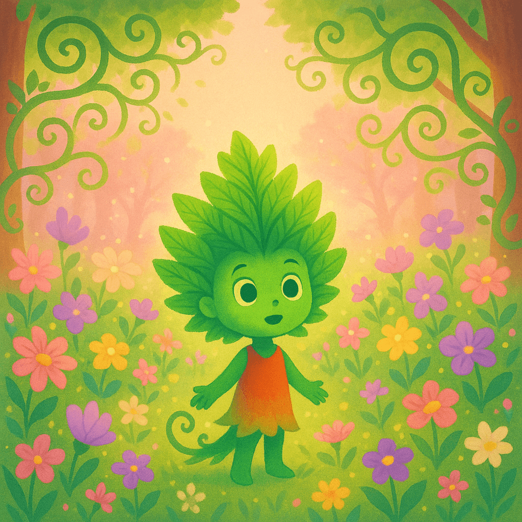 The flower-filled clearing shines in harmony, vines dance, and Carry marvels at the forest's living symphony.