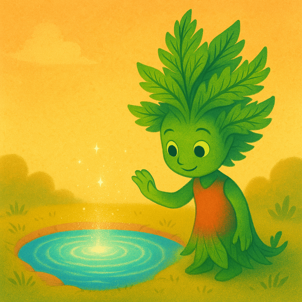 The shimmering pool reflects sunlight as Carry feels the magic and realization deepen within.