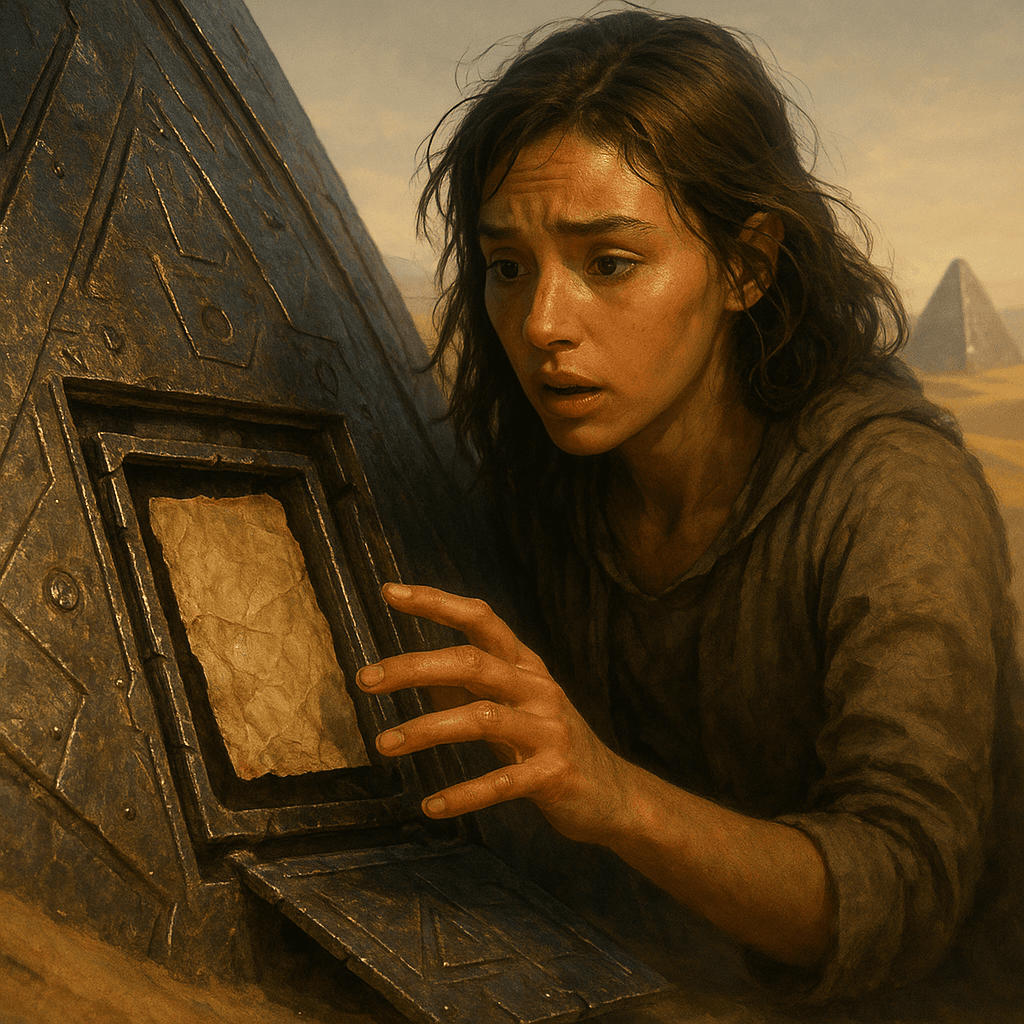 With care, she uncovered a hidden panel, revealing a small, sealed compartment. Inside, she found a crumpled, faded message: a fragment of a long-lost adventure, hinting at worlds beyond the desert’s edge and dreams of interstellar travel.