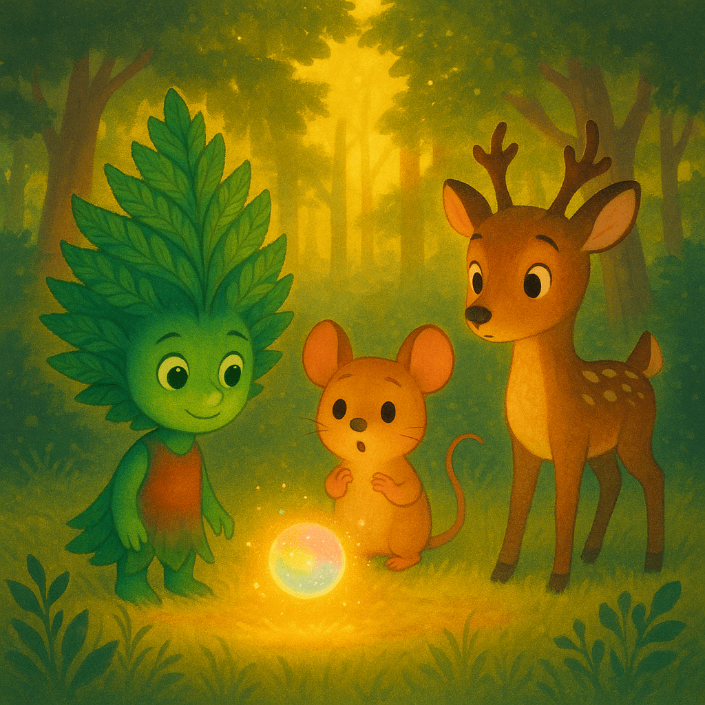 The friends discovering the mysterious glowing orb and the potential secrets it holds.