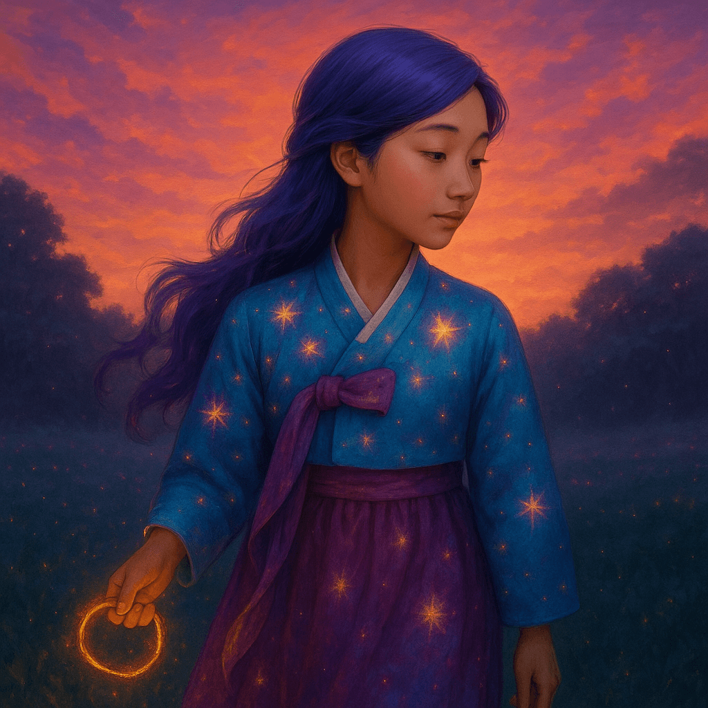 The sun dipped lower, Rumi retraced her steps, the vine’s gentle glow lighting her path. She left the meadow with a promise to return.