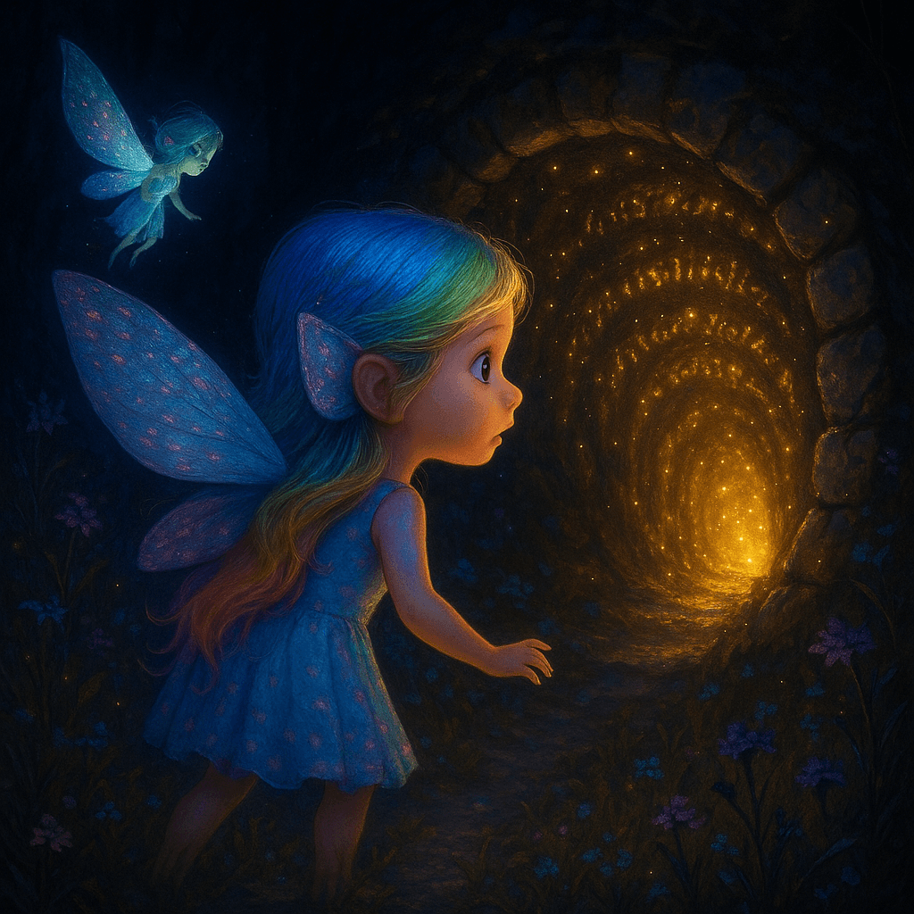 Suddenly, the earth dipped. Mila gasped. Before her, half-hidden by a ring of buttercups, yawned a tunnel—its entrance framed with stones and strung with twinkling fairy lights.