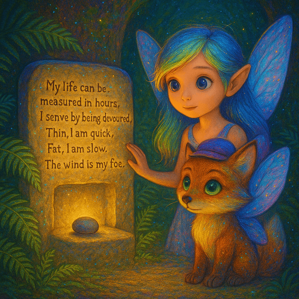 A slab of rock stood upright, its surface carved with a riddle: 'Forward I flow, but never flee, Cradled by stone, what am I?' Mila pointed at a hollow beneath the riddle, contemplating the next step.