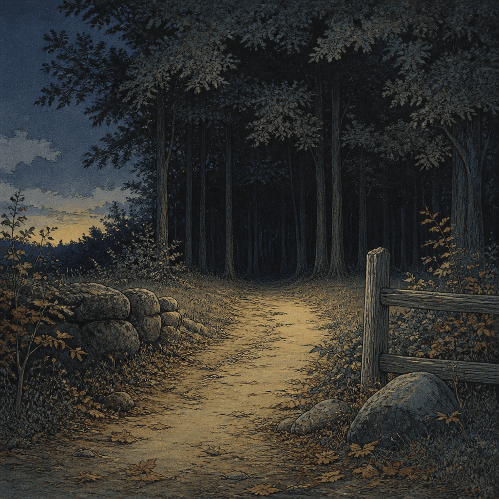 “The Forest edge waited at the end of the path, a seam of shadow where the world seemed to thin.”