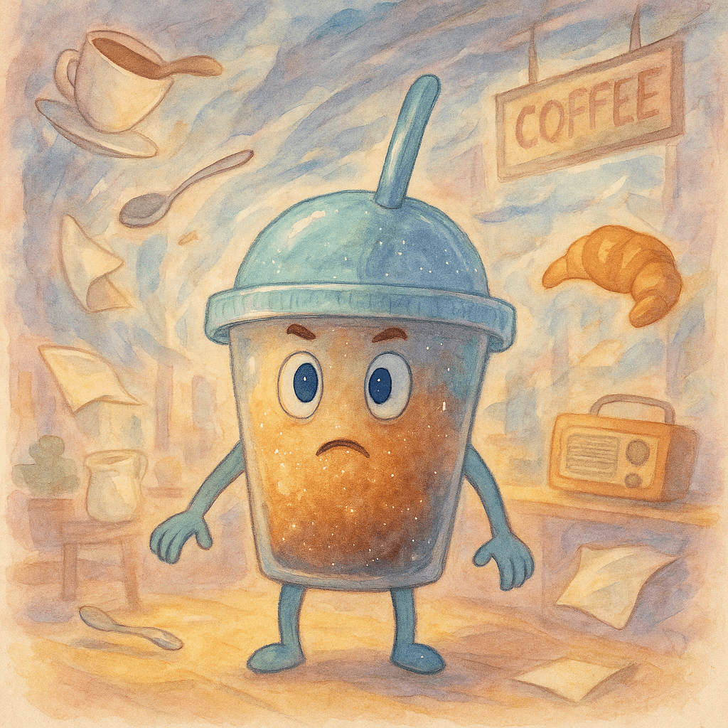 The storm struck, chaos erupted—clattering, levitating objects, and Mr. Coffee’s startled expression.