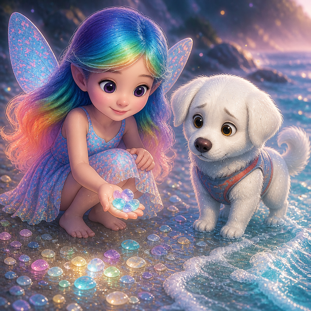 Mila crouched to scoop a handful of sea-glass pebbles, turning them over in her palm as if each one might contain a tiny story.