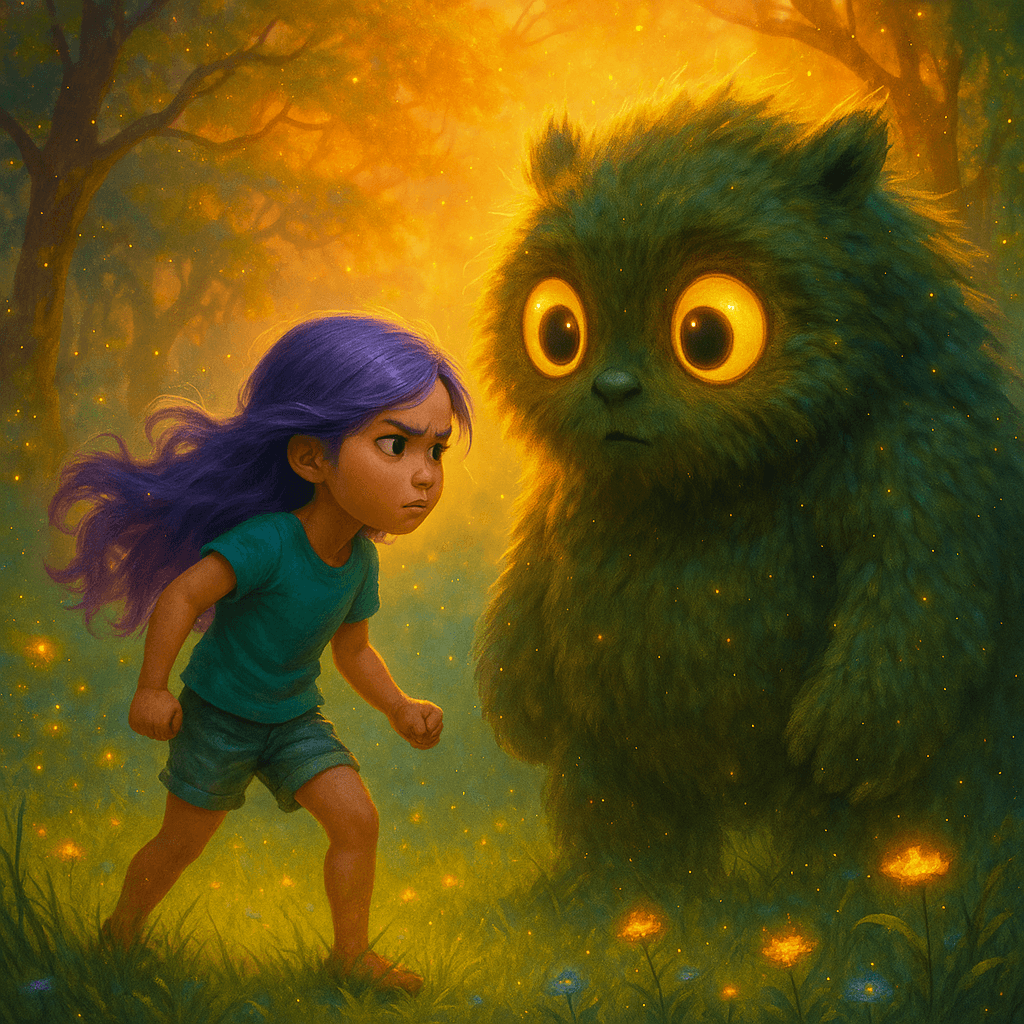 Rumi’s shoes squished softly in the damp meadow grass as she edged closer to the hulking creature among the trees.