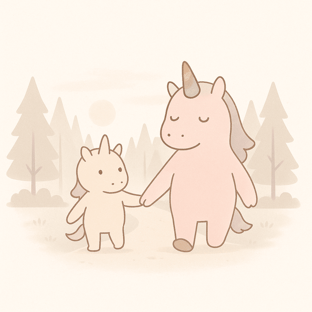 Hand in paw, they stepped out of the forest, the dawn just beginning to break.