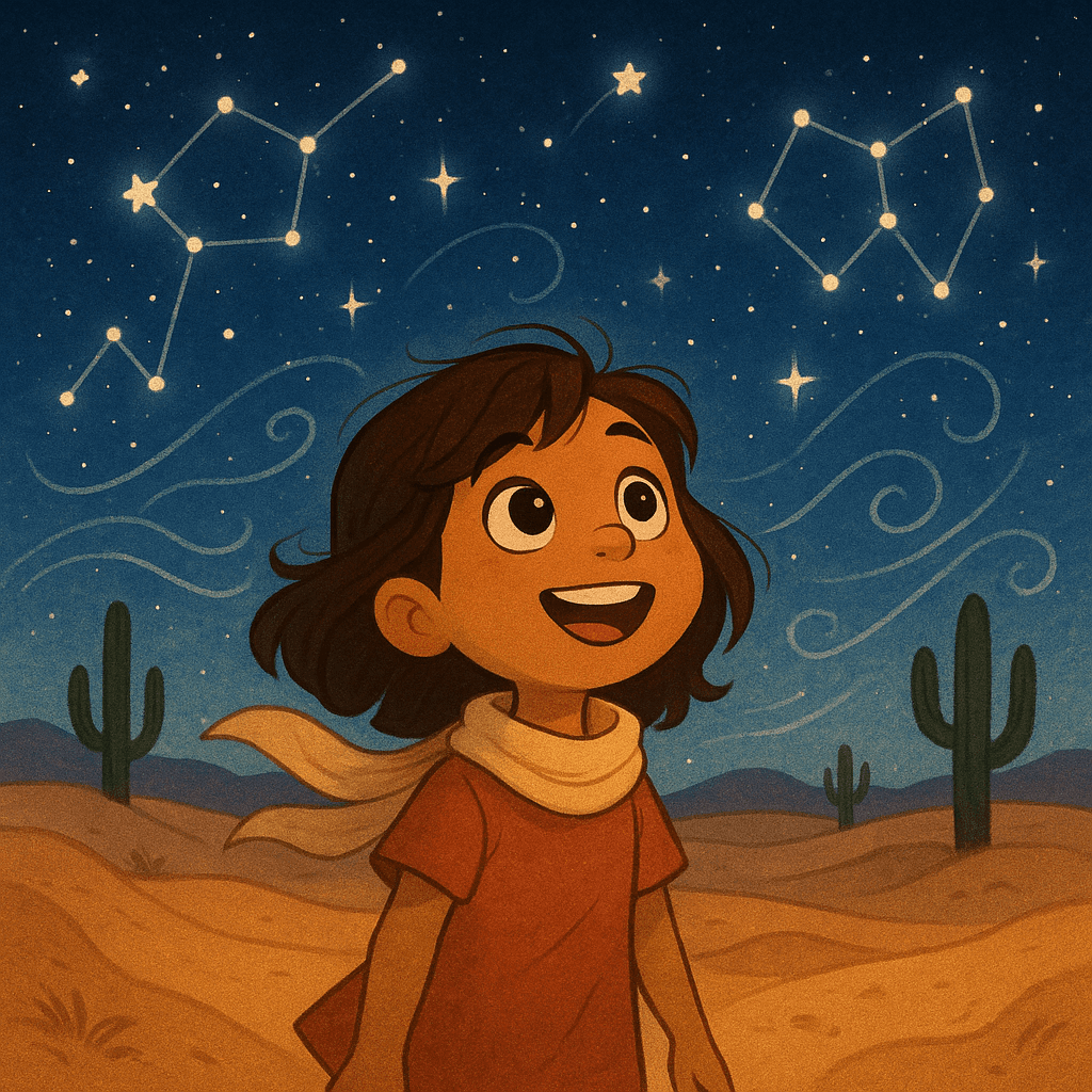 Lina gazed upward, her eyes tracing constellations she had learned to recognize—silent witnesses to her journey.