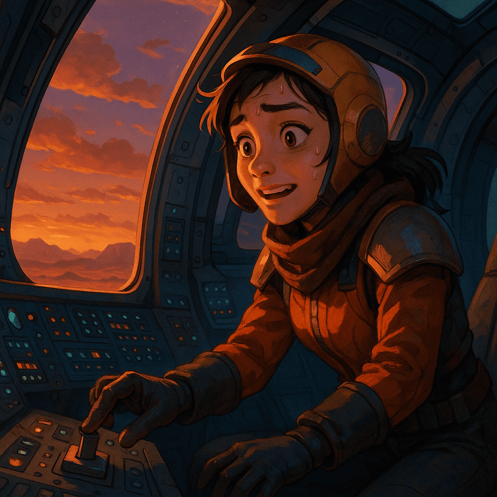 With a deep breath, she stepped into the rocket’s cockpit, her fingers trembling with anticipation. As she pressed the ignition, the ground trembled softly—the desert seemed to hold its breath, awaiting her leap into the unknown.