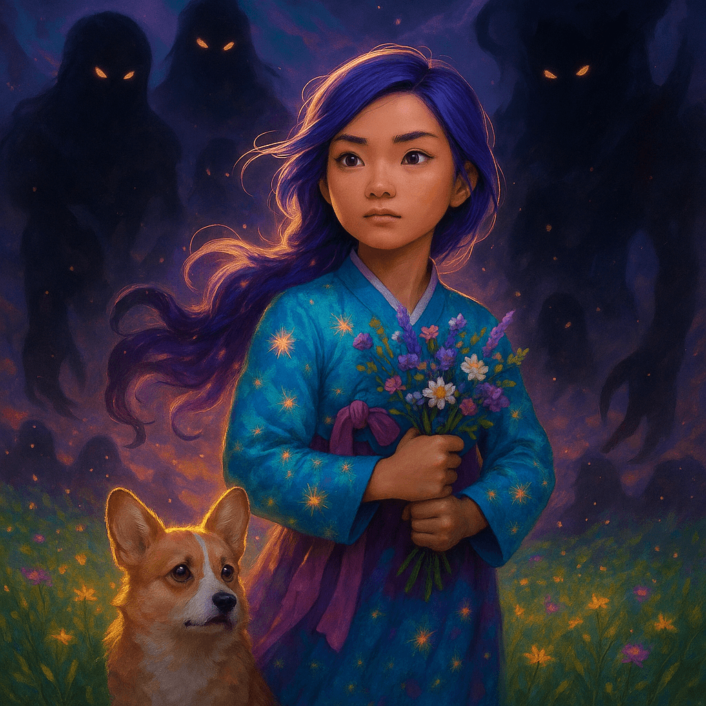 Rumi declares she’s not leaving until she knows what’s out there, her face steady despite the fear. Moss remains by her side, trembling but determined.