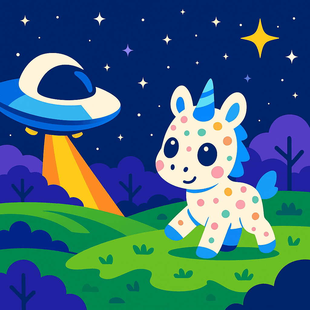 Soon, her cozy planet appeared through the windows—green fields and purple forests twinkling in the starlight. Lumina landed softly, her ship’s feet barely making a sound.