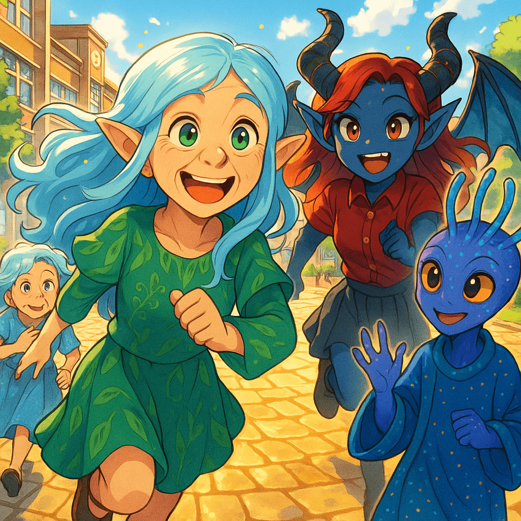 The city’s schoolyard buzzed with the lively chaos of students darting between classes, laughter echoing against the cobblestone pathways.