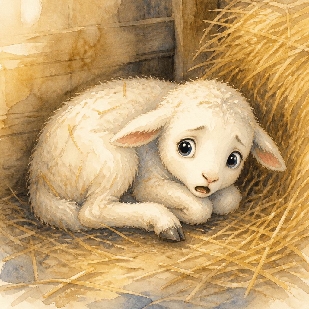 Whiskers curled himself small, his white coat dusted with straw.