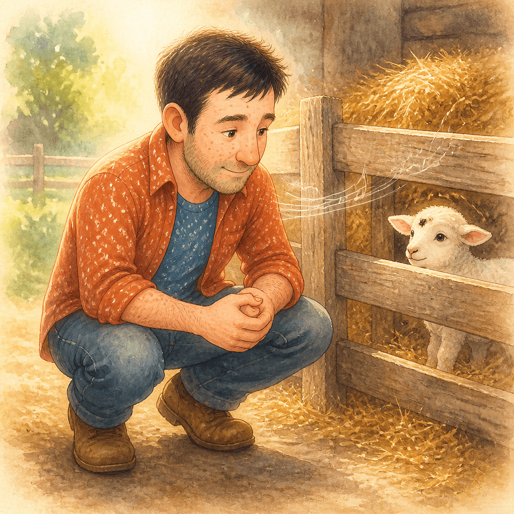 Mickey crouched near the fence, his cheerful tune fading into a careful hum.