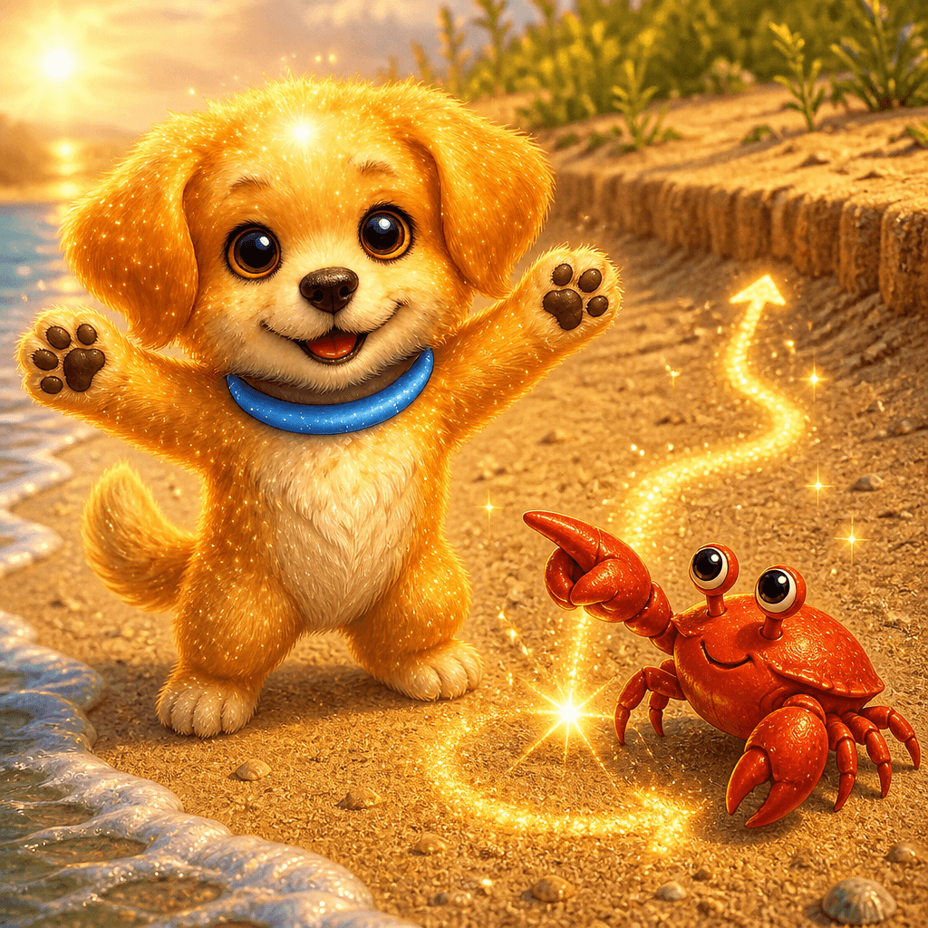 Barnaby threw his arms wide. “I did it!” he cheered, his voice bright enough to chase away the crab’s earlier frown.