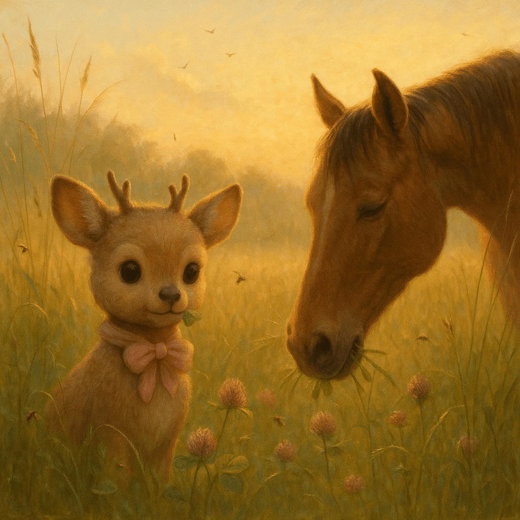 Sunlight danced across the soft, waving grasses as Sarah enjoyed her morning in the meadow.