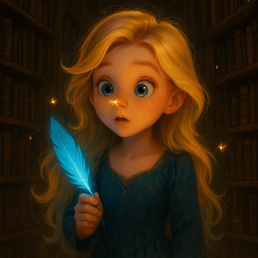 Elsa stood in the hushed shadows of the library, the blue feather cool and strange in her palm.